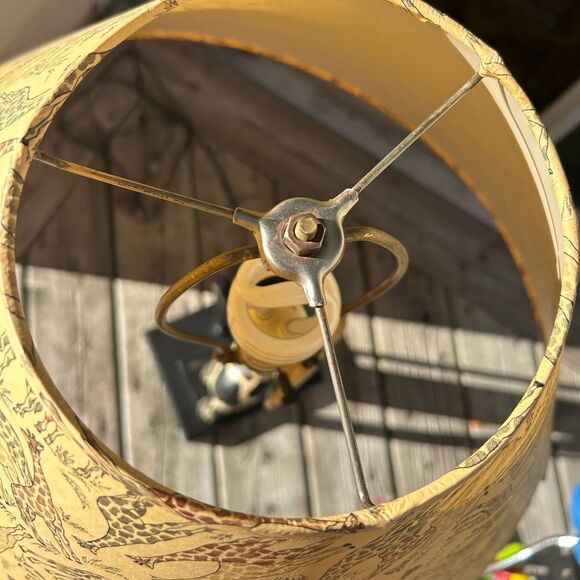 Wooden Giraffe Table Desk Lamp Light Vintage Mid-Century Metal Base 33" Tall - Picture 15 of 16